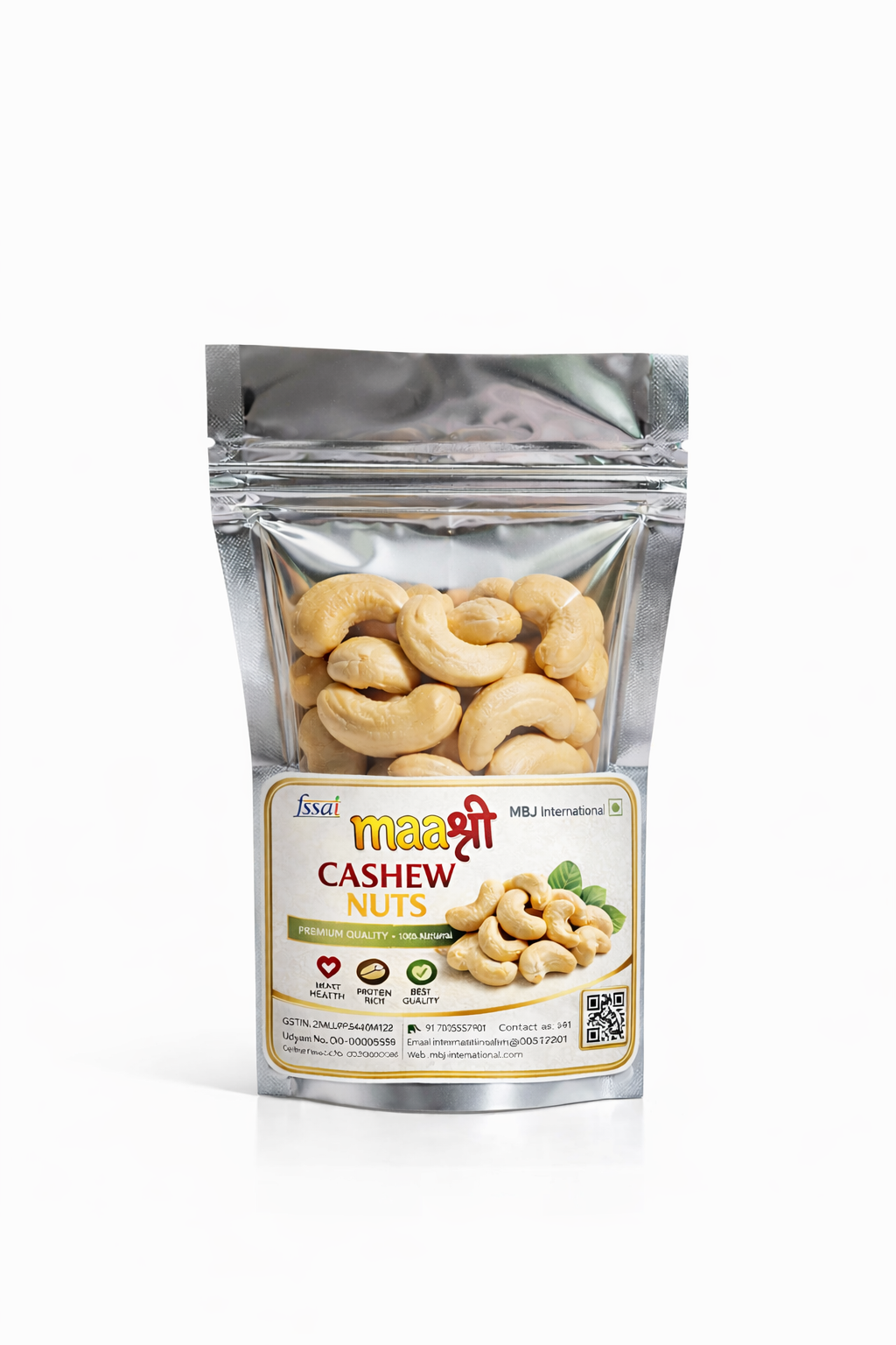 maaश्री Cashews (Kaju) (50g) Pouch-Whole| Dry Fruits and Nuts Cashews | 100% Unpolished | Crunchy & Fresh
