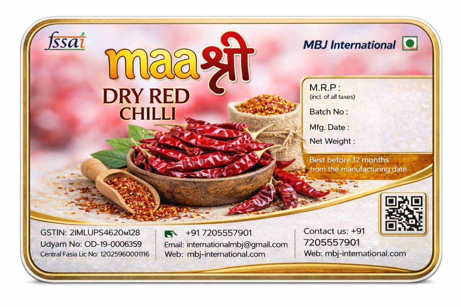 maaश्री Dry Red Chilli | Stemless | Sortex Cleaned (100 g)